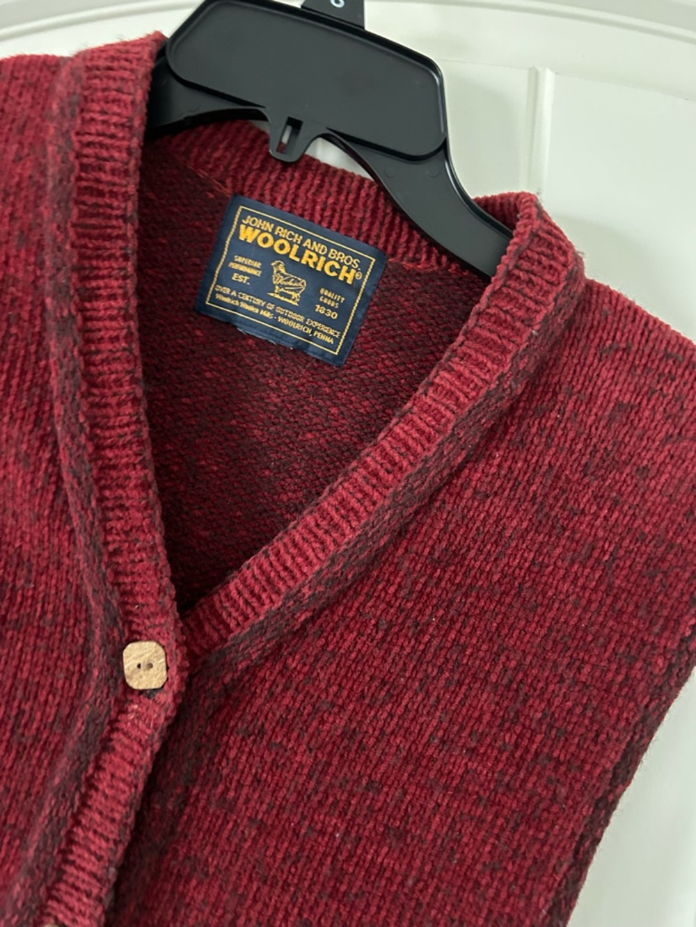 Vintage Woolrich Claret Wool blend Cardigan Sweater Vest Women's Large